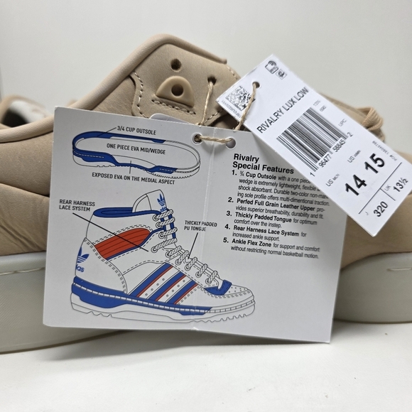 Adidas Originals Rivalry Lux Low OG Mens Size 14 Sneakers IH0255 Maple Beige New - Picture 12 of 13